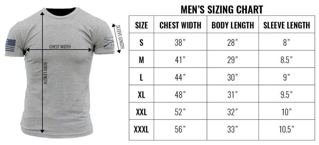 Mens Xl T Shirt Size Chart