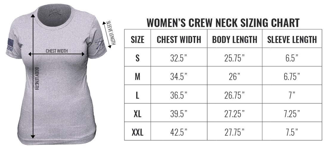 Size Chart For Women S T Shirts